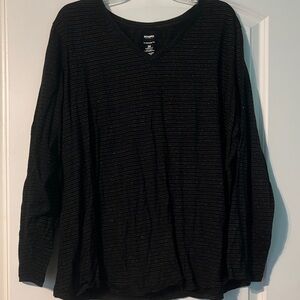 Sonoma Black and Gold Striped V-Neck Tee